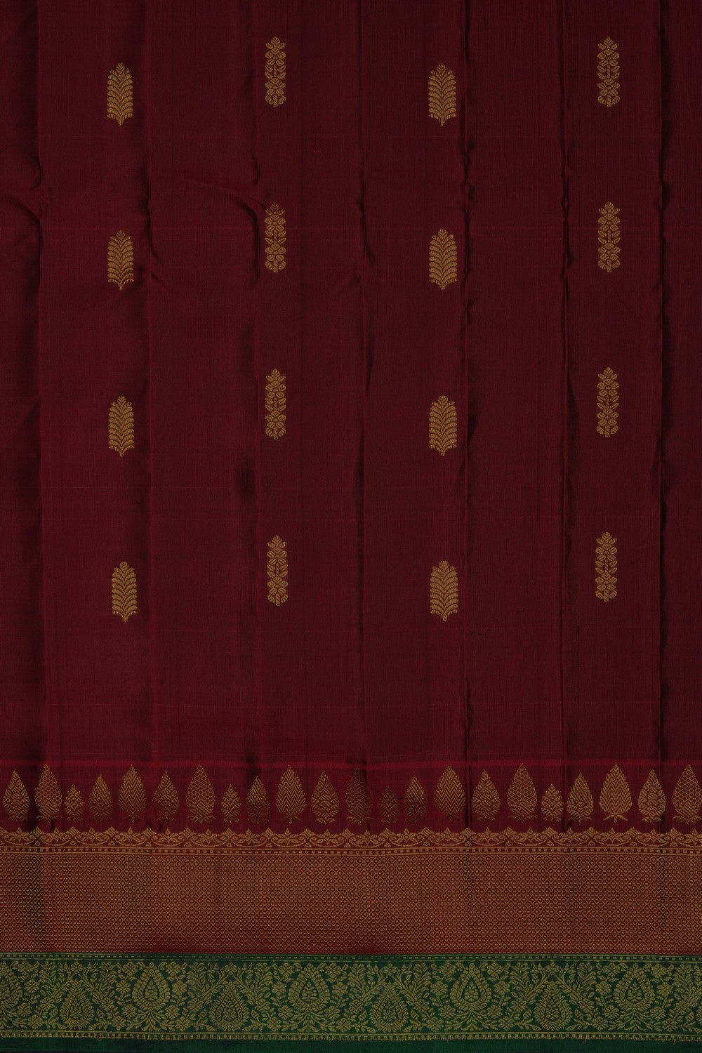 Image of Gadwal Silk Brown Saree
