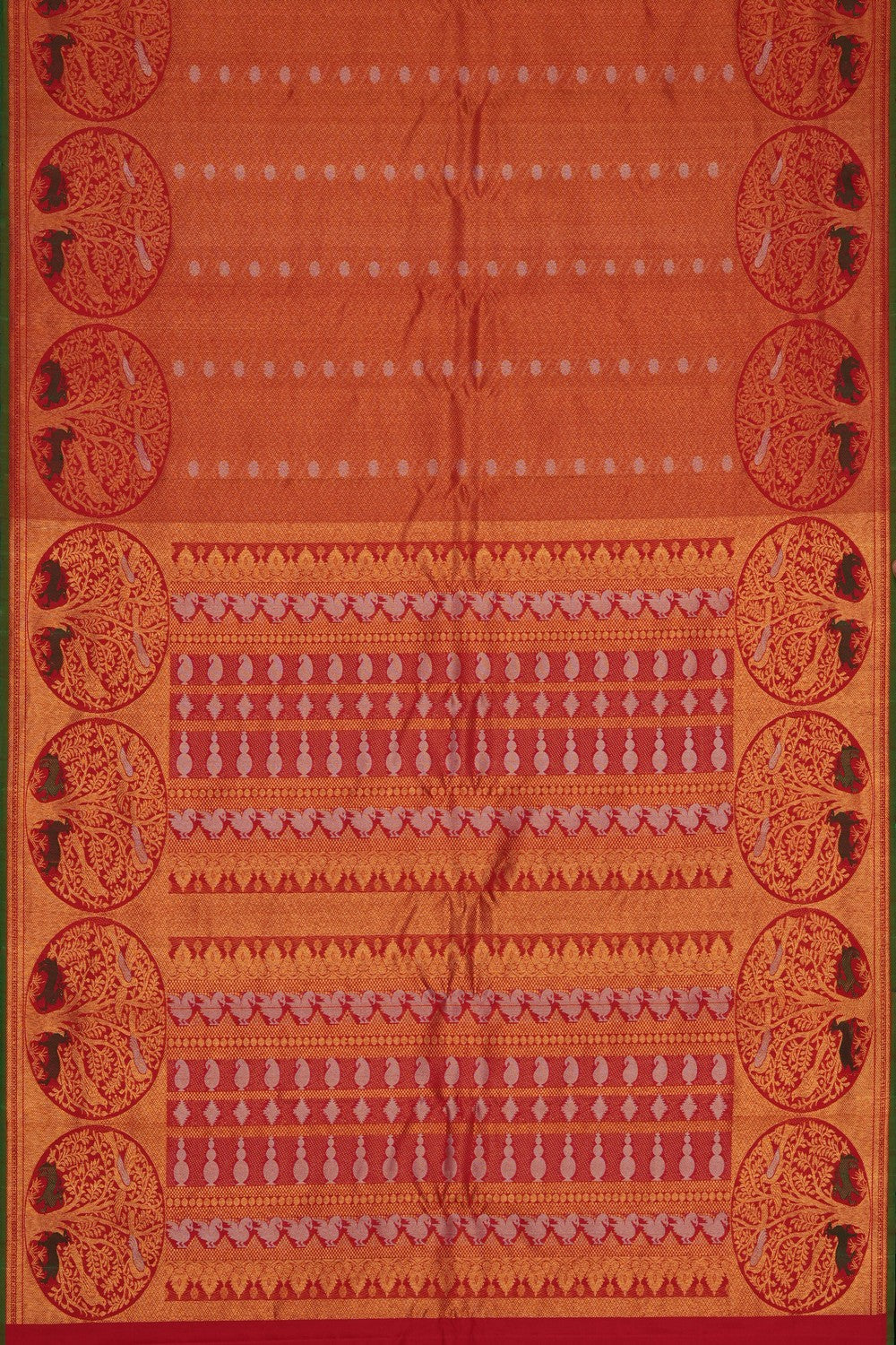 Image of Gadwal Silk Red Brocade Saree
