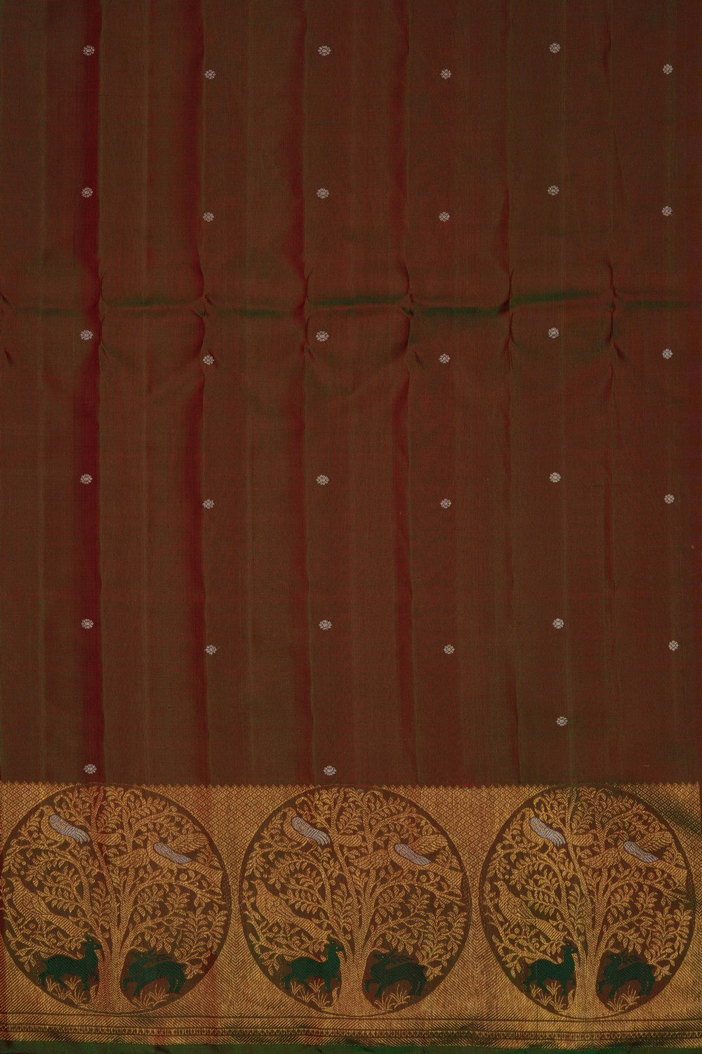 Image of Gadwal Silk Red Brocade Saree