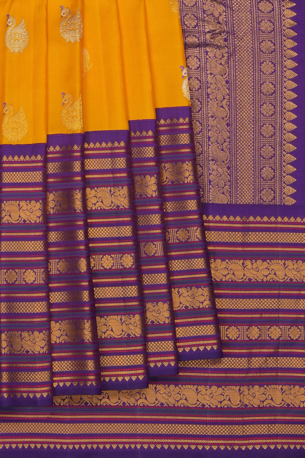 Image of Gadwal Silk Mustard Saree