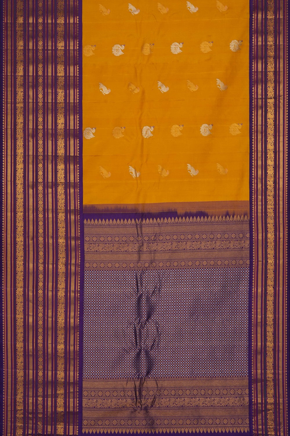 Image of Gadwal Silk Mustard Saree