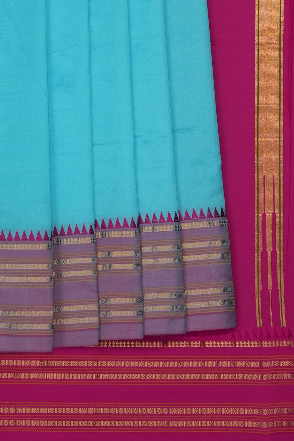 Image of Pastel Blue Narayanpet Silk Saree