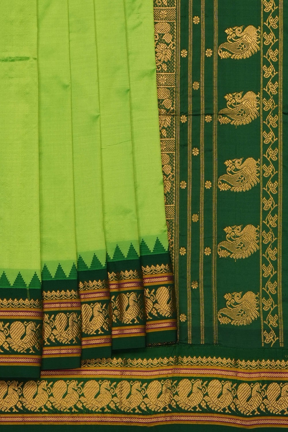 Image of Mint-Green Narayanpet Silk Saree
