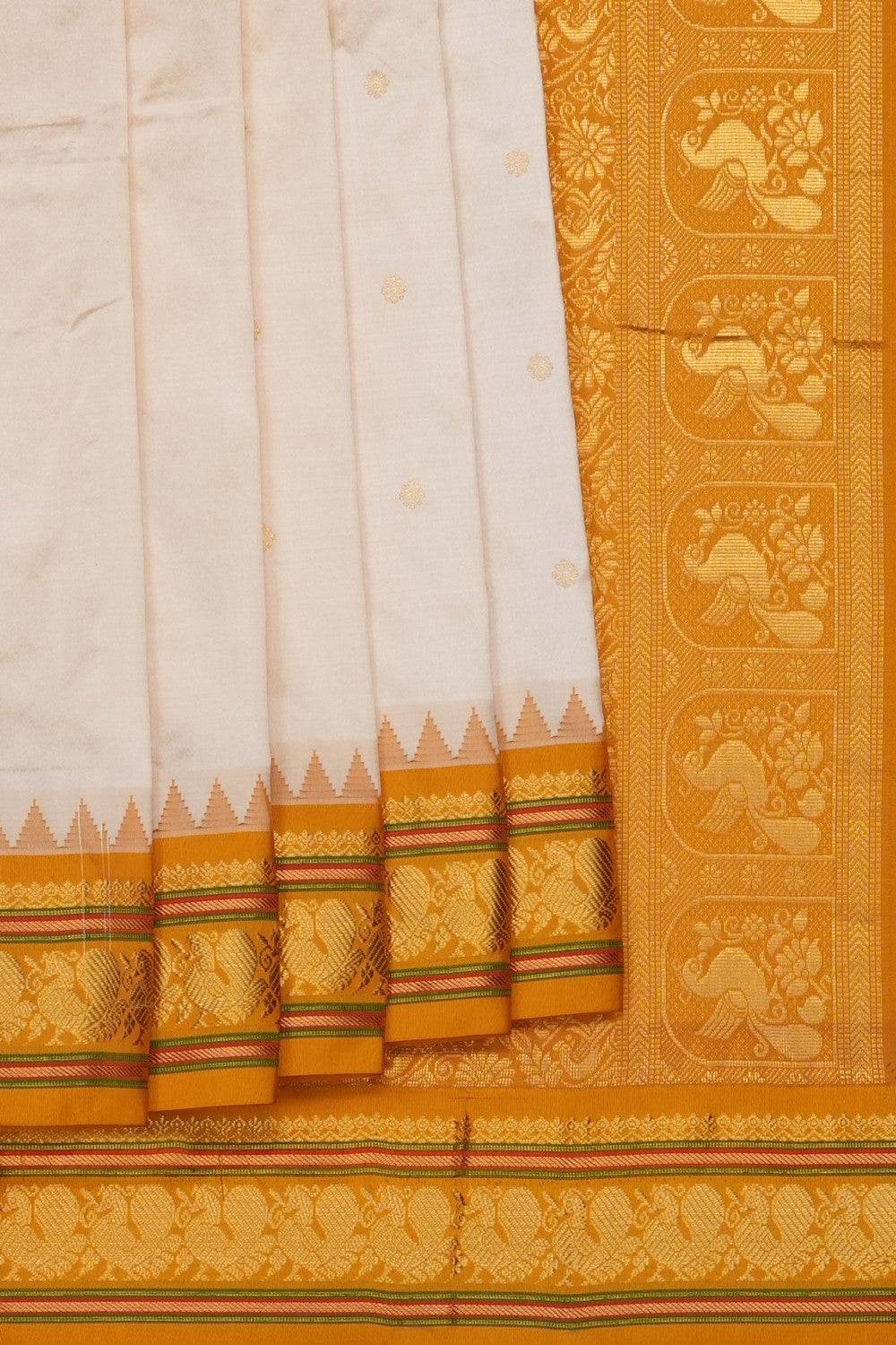 Image of Off-White Narayanpet Silk Saree