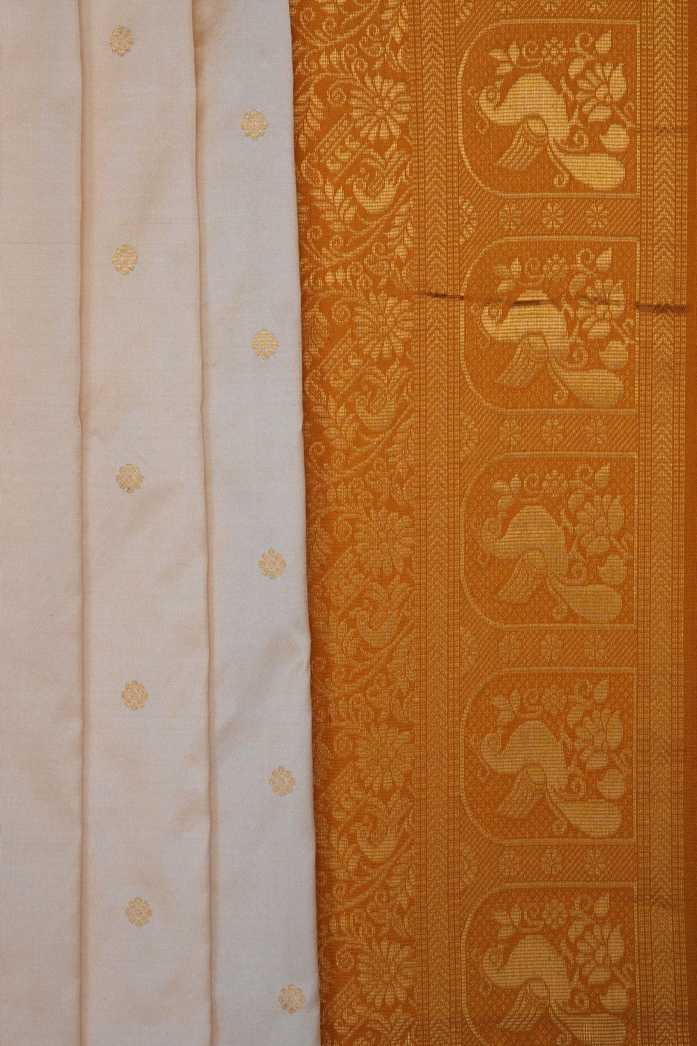 Image of Off-White Narayanpet Silk Saree