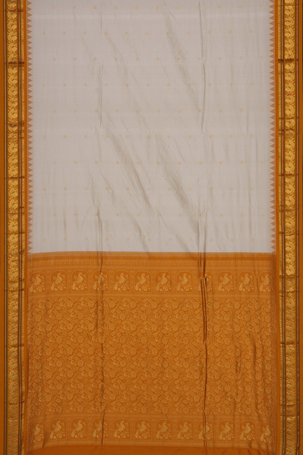 Image of Off-White Narayanpet Silk Saree