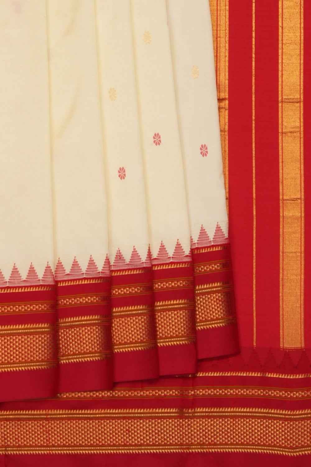 Image of Off-White Narayanpet Silk Saree