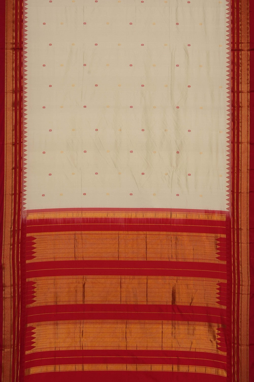 Image of Off-White Narayanpet Silk Saree