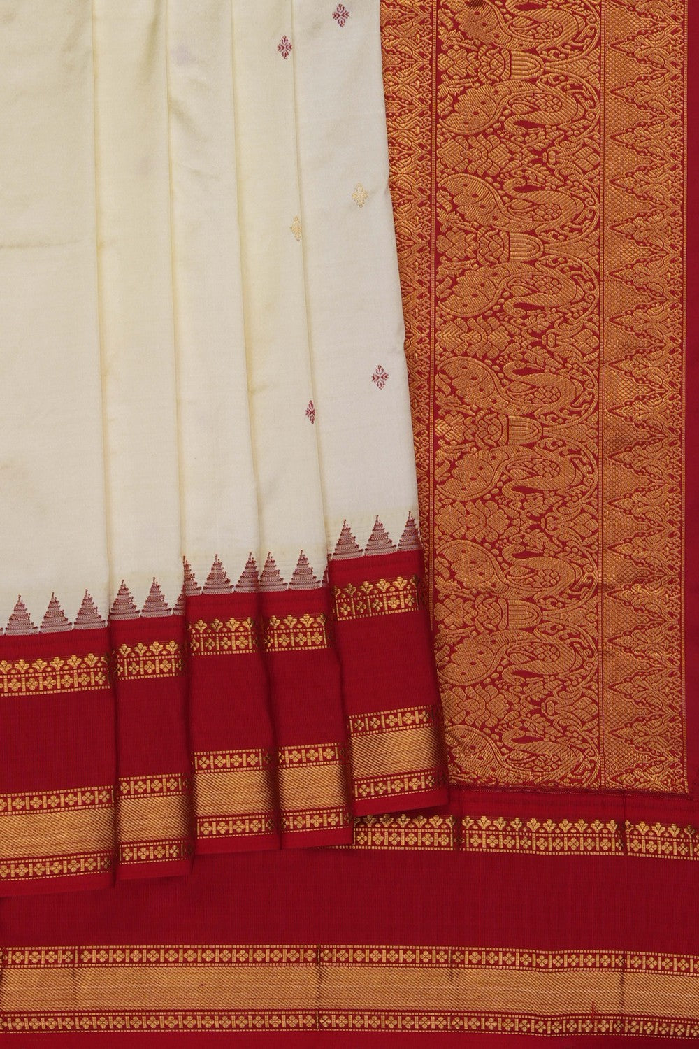 Image of Ivory Off-White Narayanpet Silk Saree