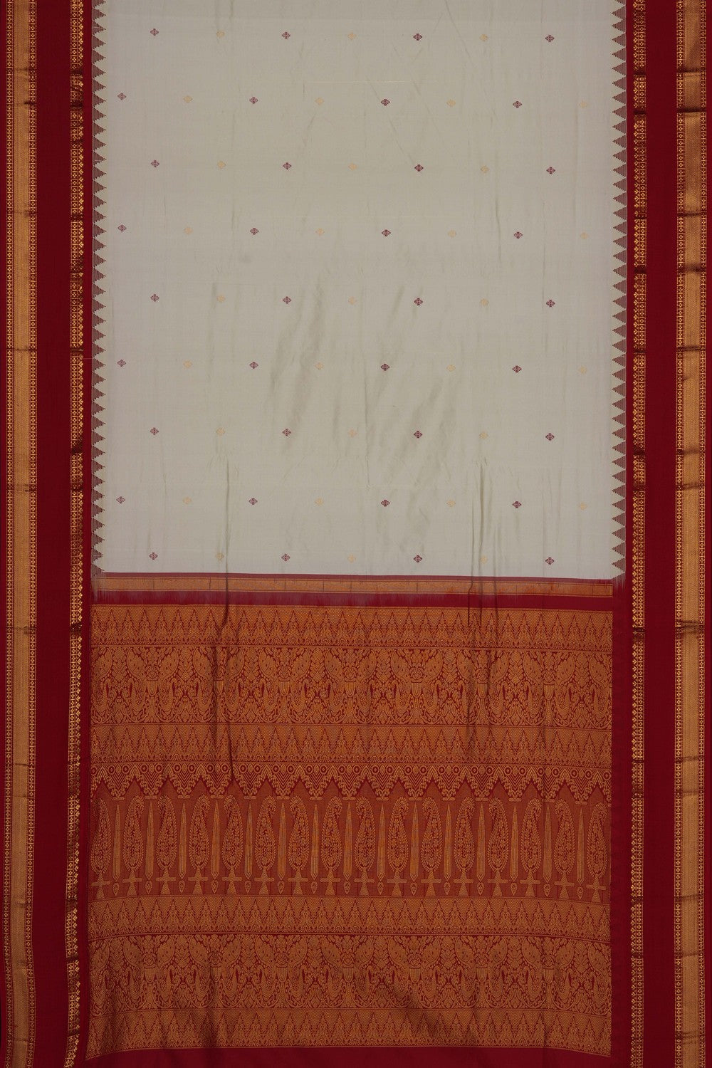 Image of Ivory Off-White Narayanpet Silk Saree