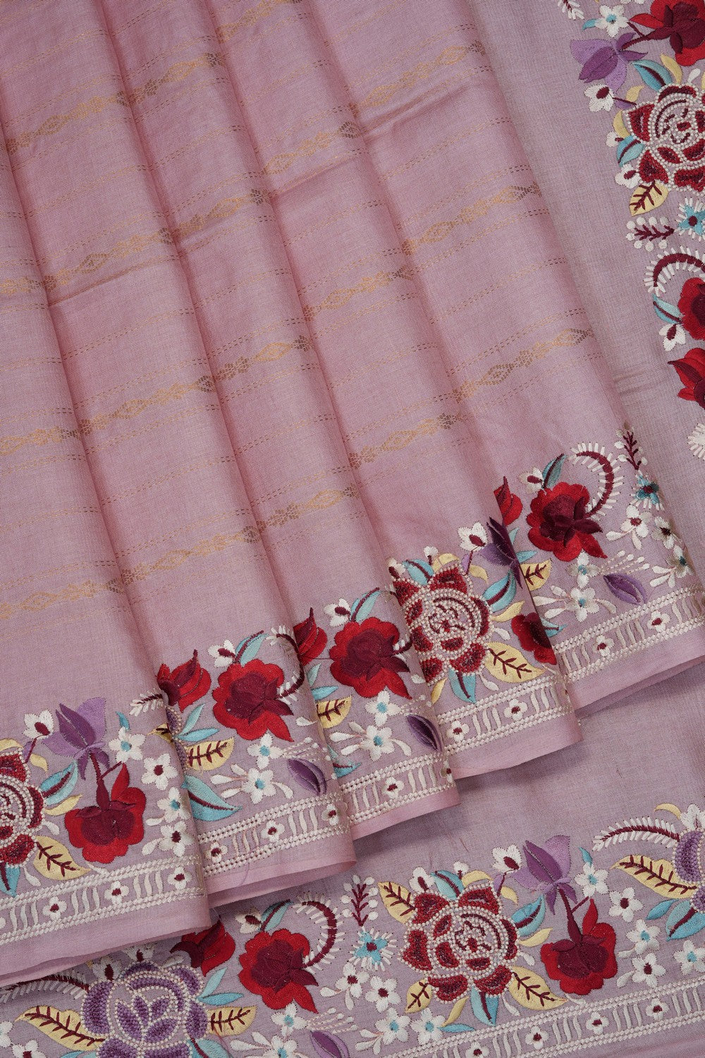 Image of Lilac-Pink Tussar Silk Saree