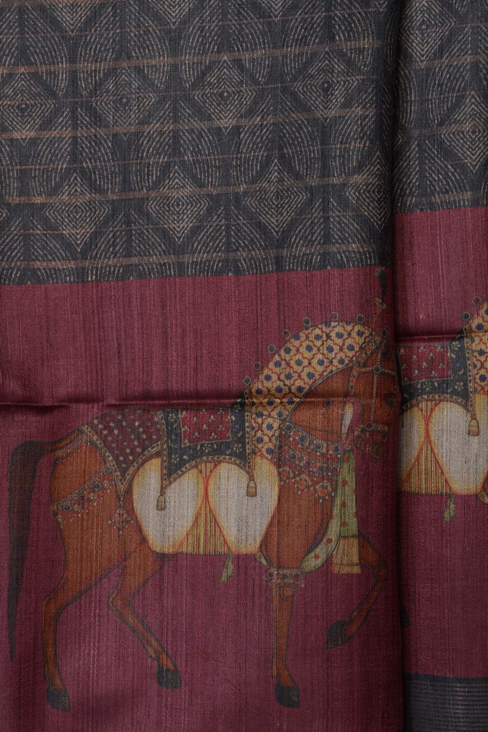 Image of Grey Tussar Silk Saree