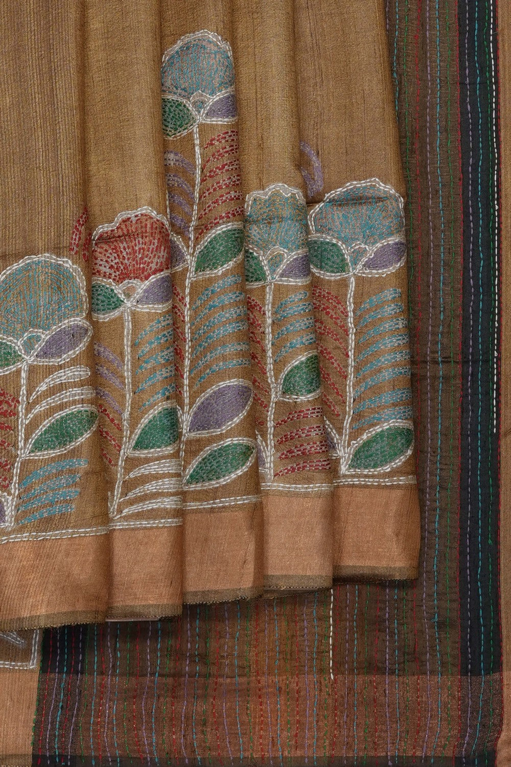 Image of Brown Tussar Silk Saree