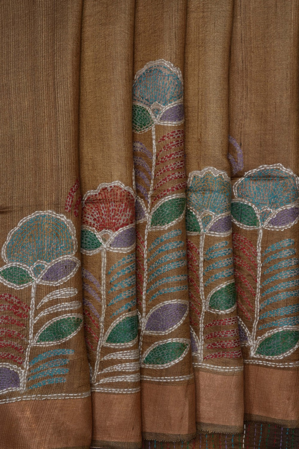 Image of Brown Tussar Silk Saree