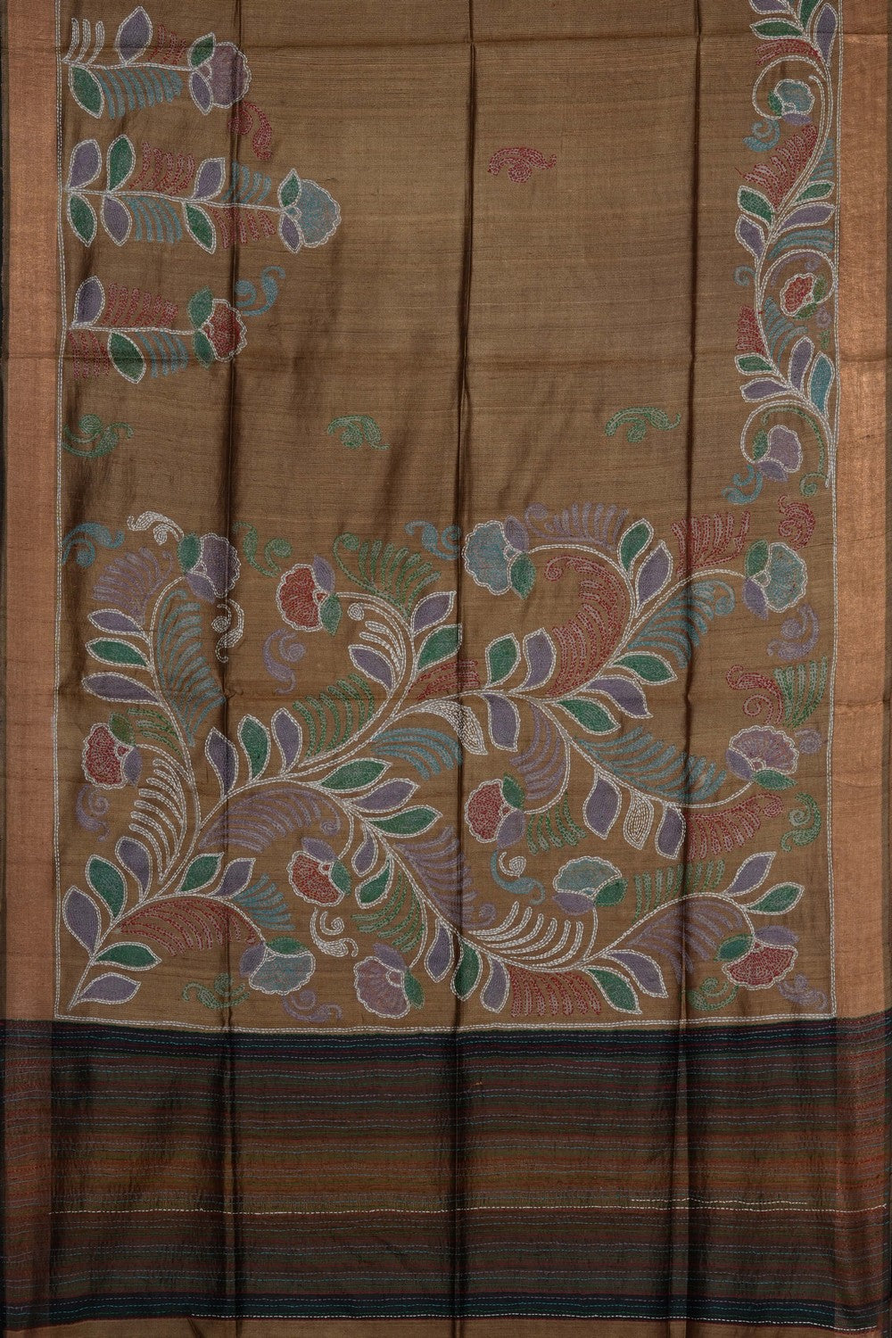 Image of Brown Tussar Silk Saree