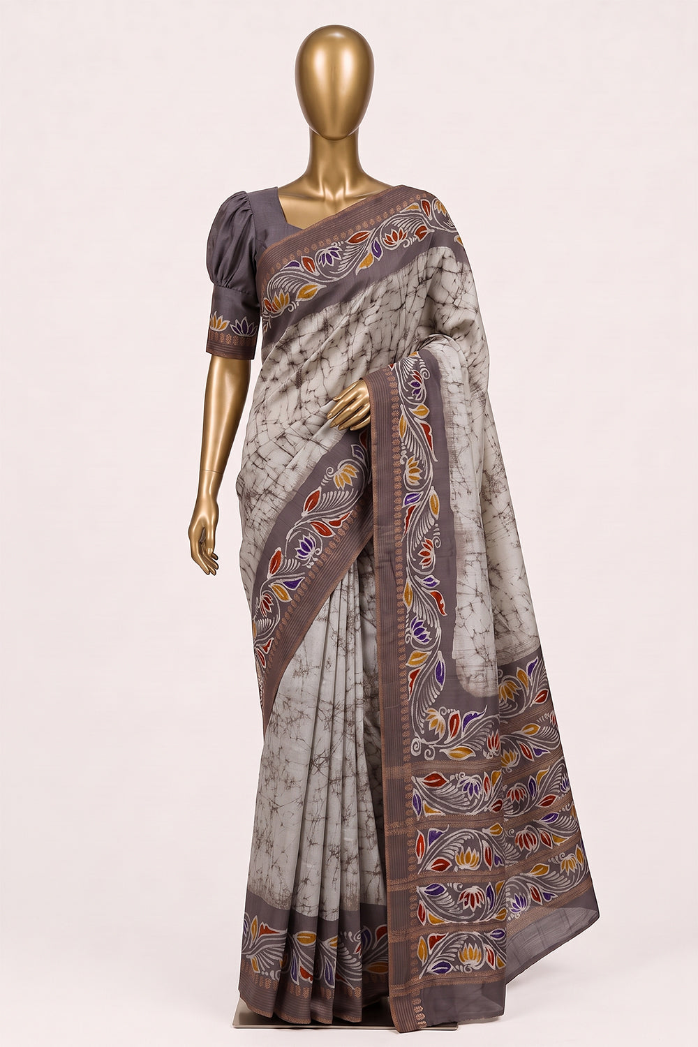 Image of Off-White Desi Tussar Silk Saree