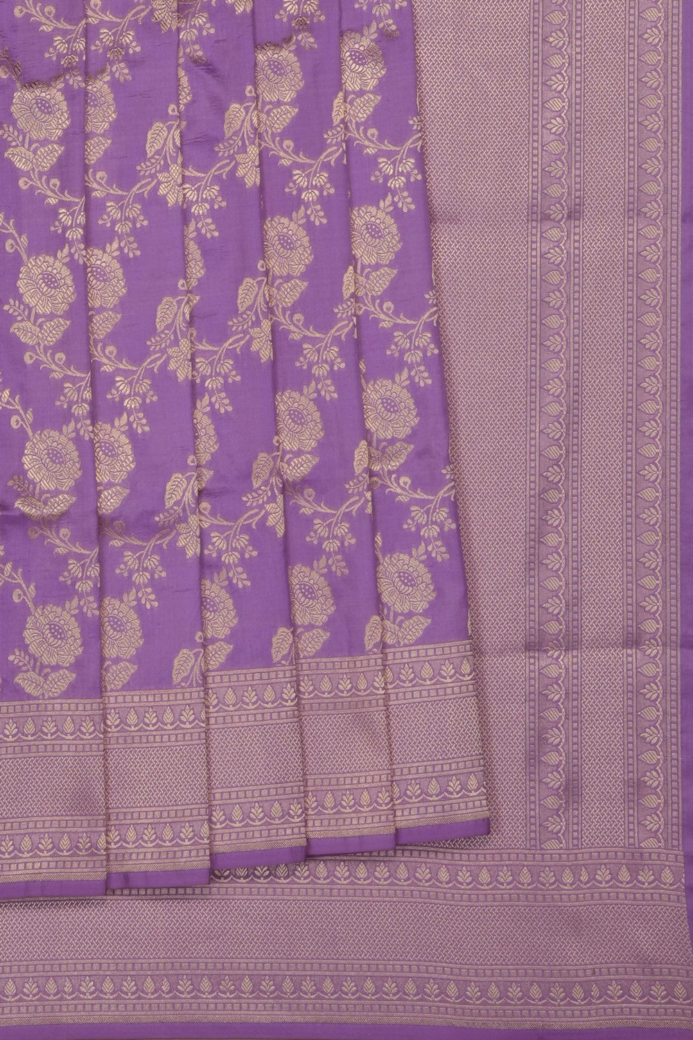 Image of Purple Banarasi Brocade Silk Saree