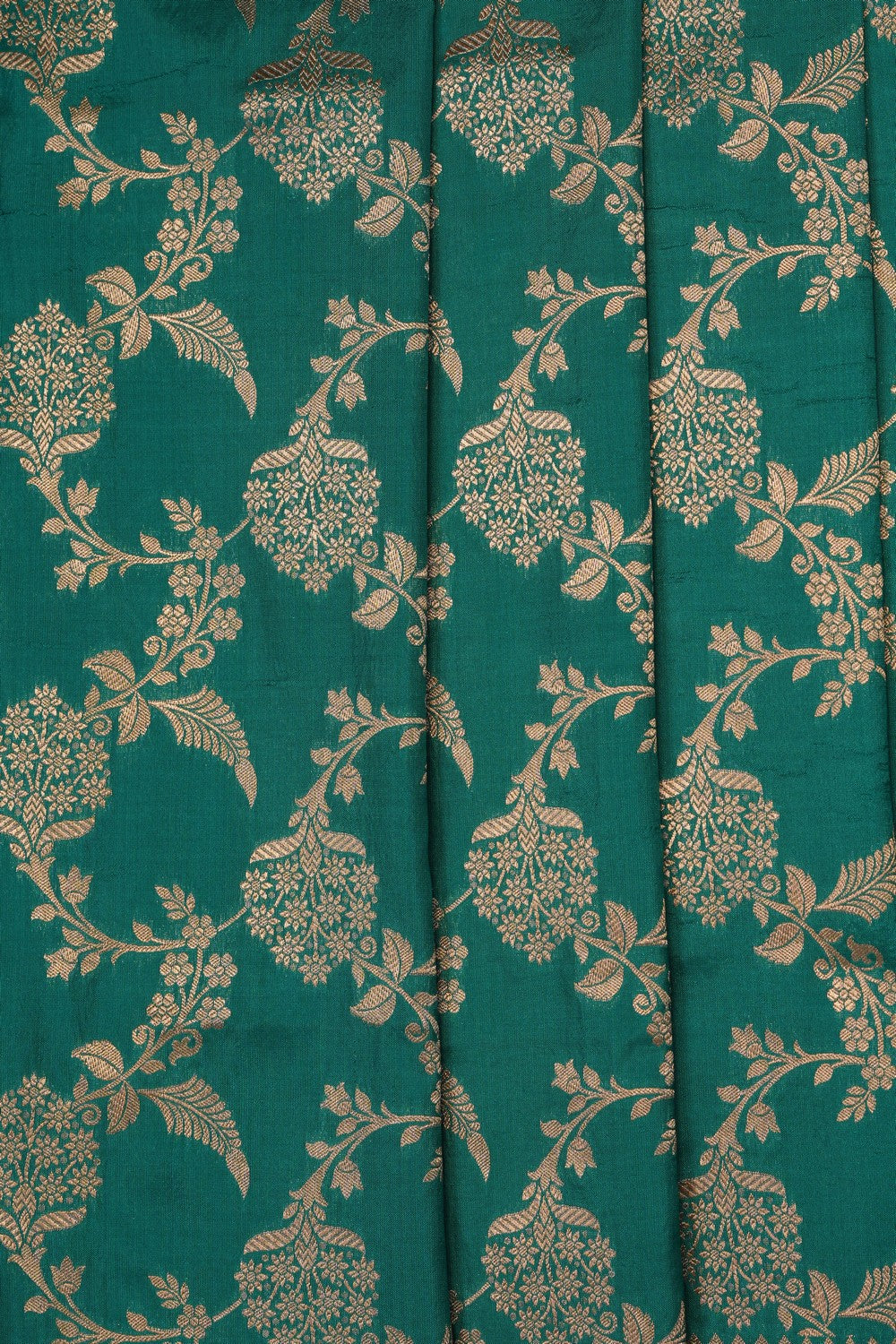 Image of Teal-Green Banarasi Brocade Silk Saree