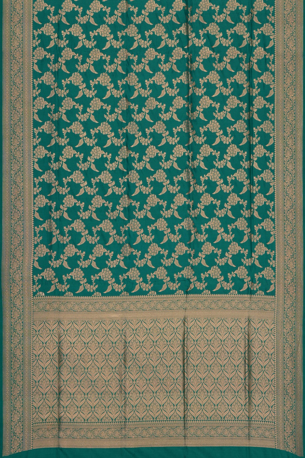 Image of Teal-Green Banarasi Brocade Silk Saree