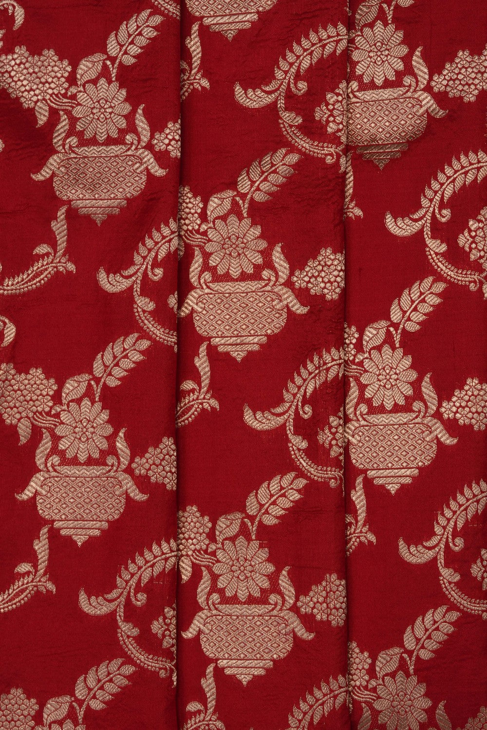Image of Red Banarasi Brocade Silk Saree