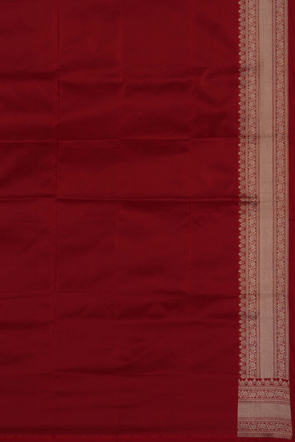 Image of Red Banarasi Brocade Silk Saree