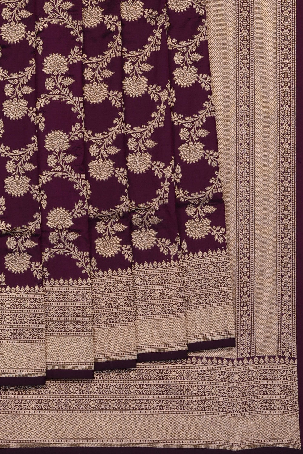 Image of Violet Banarasi Brocade Silk Saree