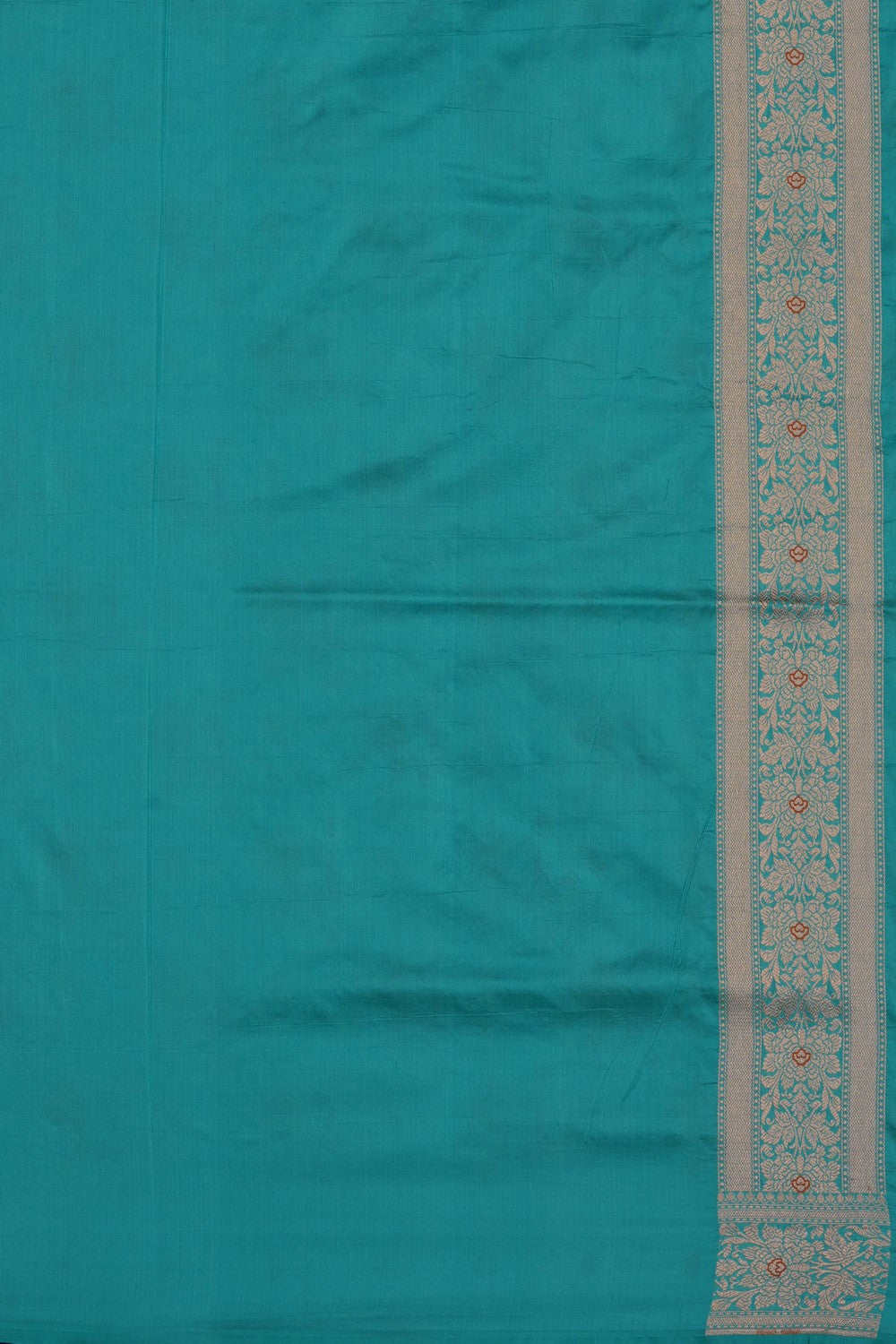 Image of Turquoise Blue Banarasi Brocade Silk Saree