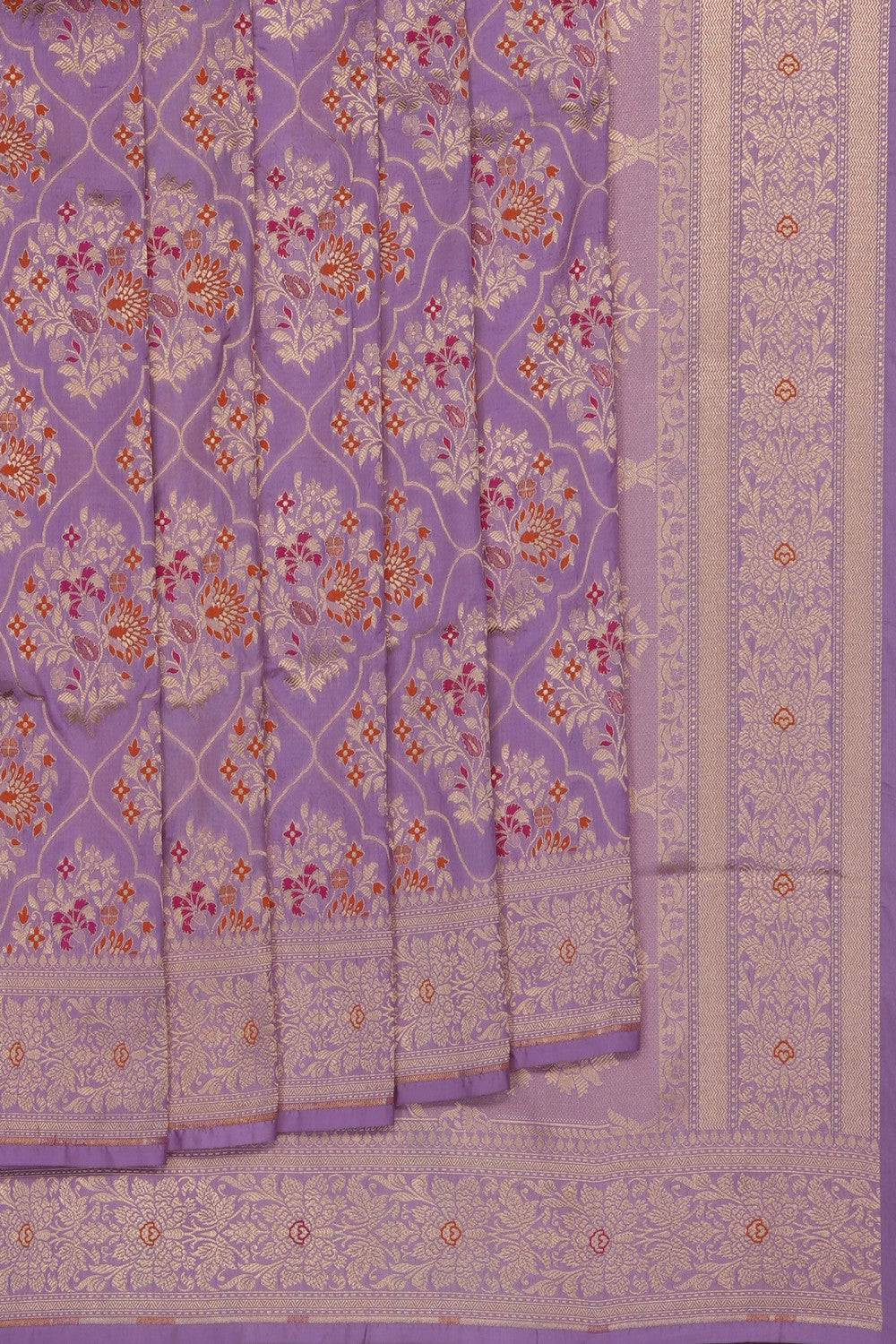 Image of Mauve Purple Banarasi Brocade Silk Saree