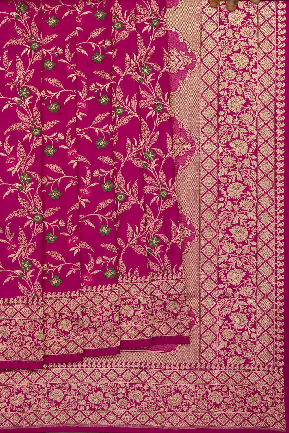 Image of Rose Pink Banarasi Brocade Silk Saree
