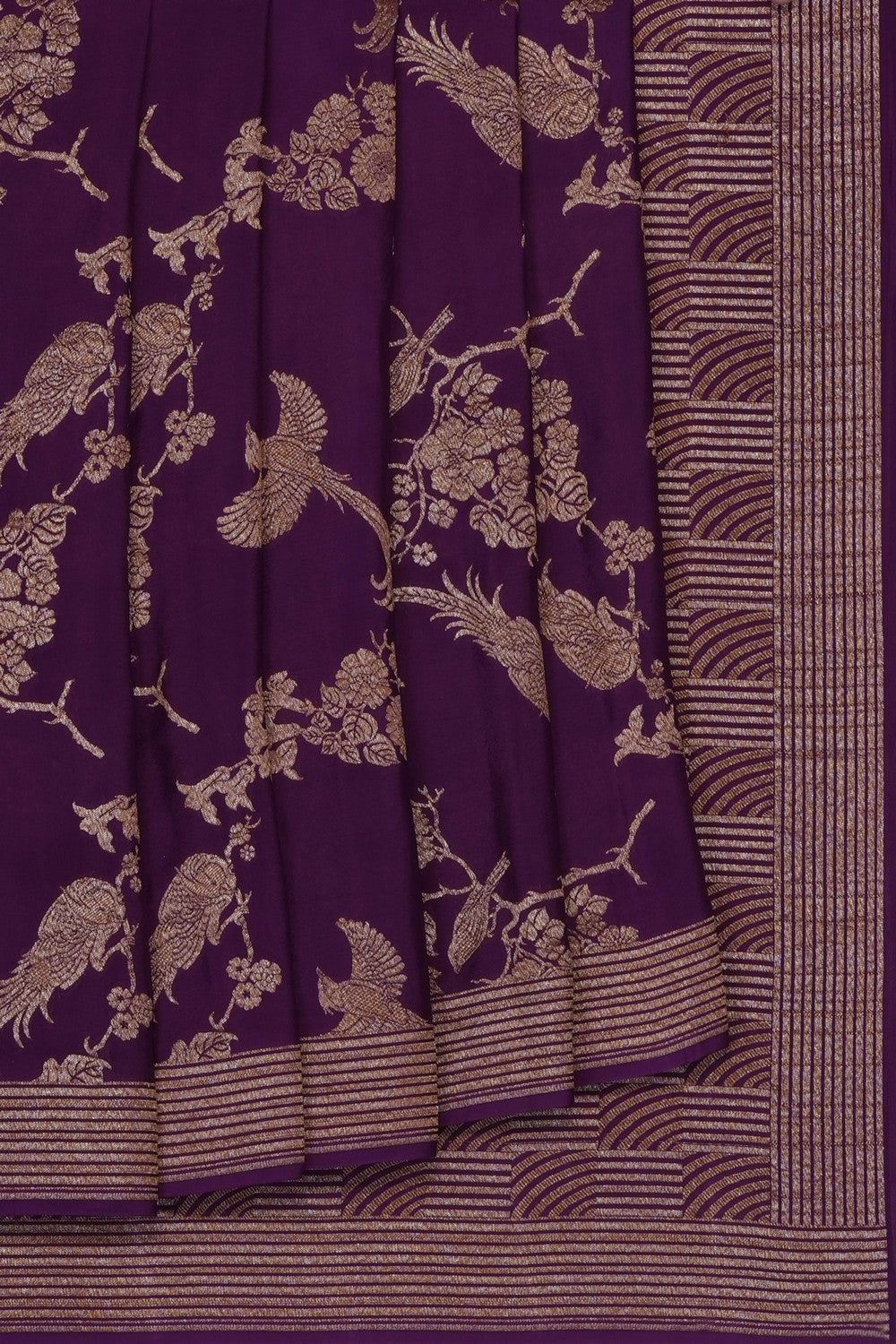 Image of Royal Purple Banarasi Crepe Saree