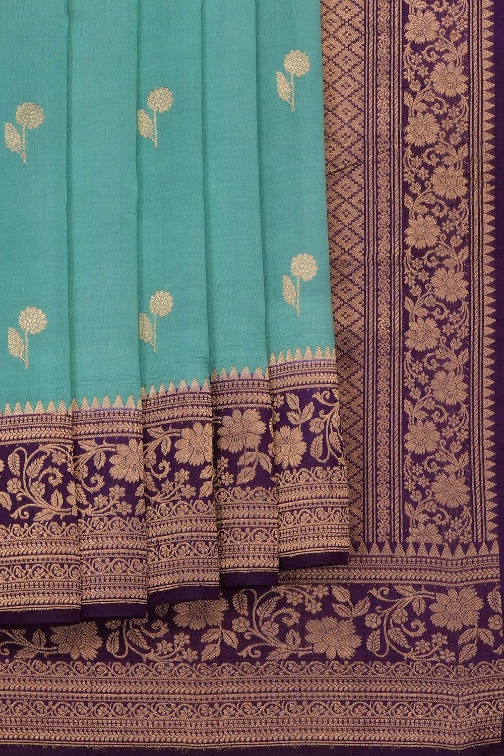 Image of Sea Blue Banarasi Silk Saree