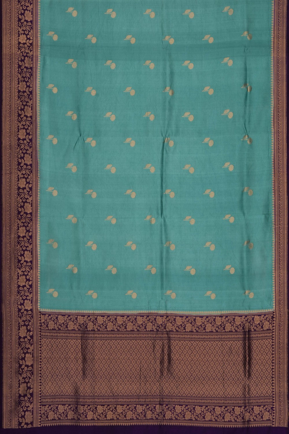 Image of Sea Blue Banarasi Silk Saree