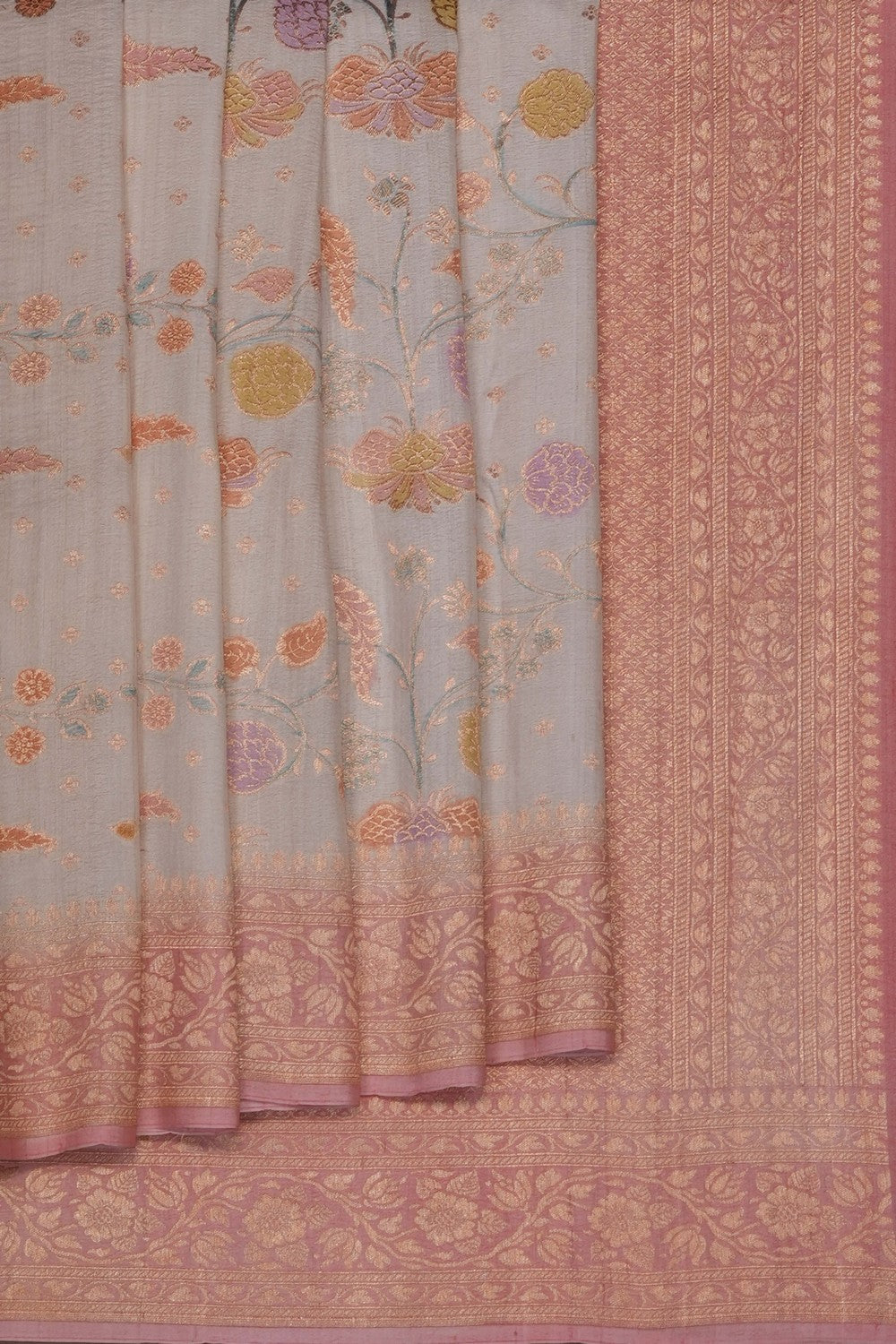 Image of Off-White Banarasi Tussar Silk Saree