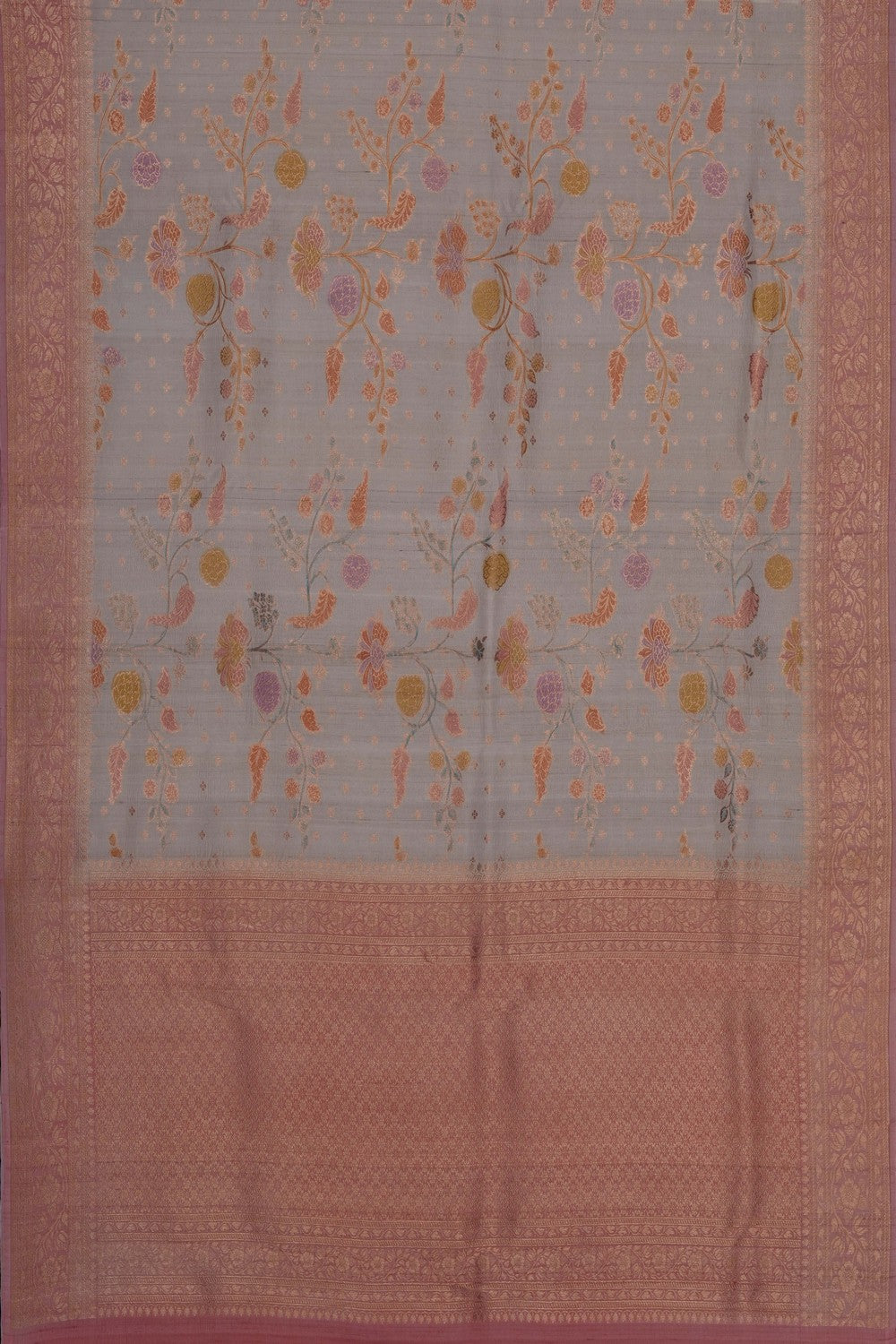 Image of Off-White Banarasi Tussar Silk Saree