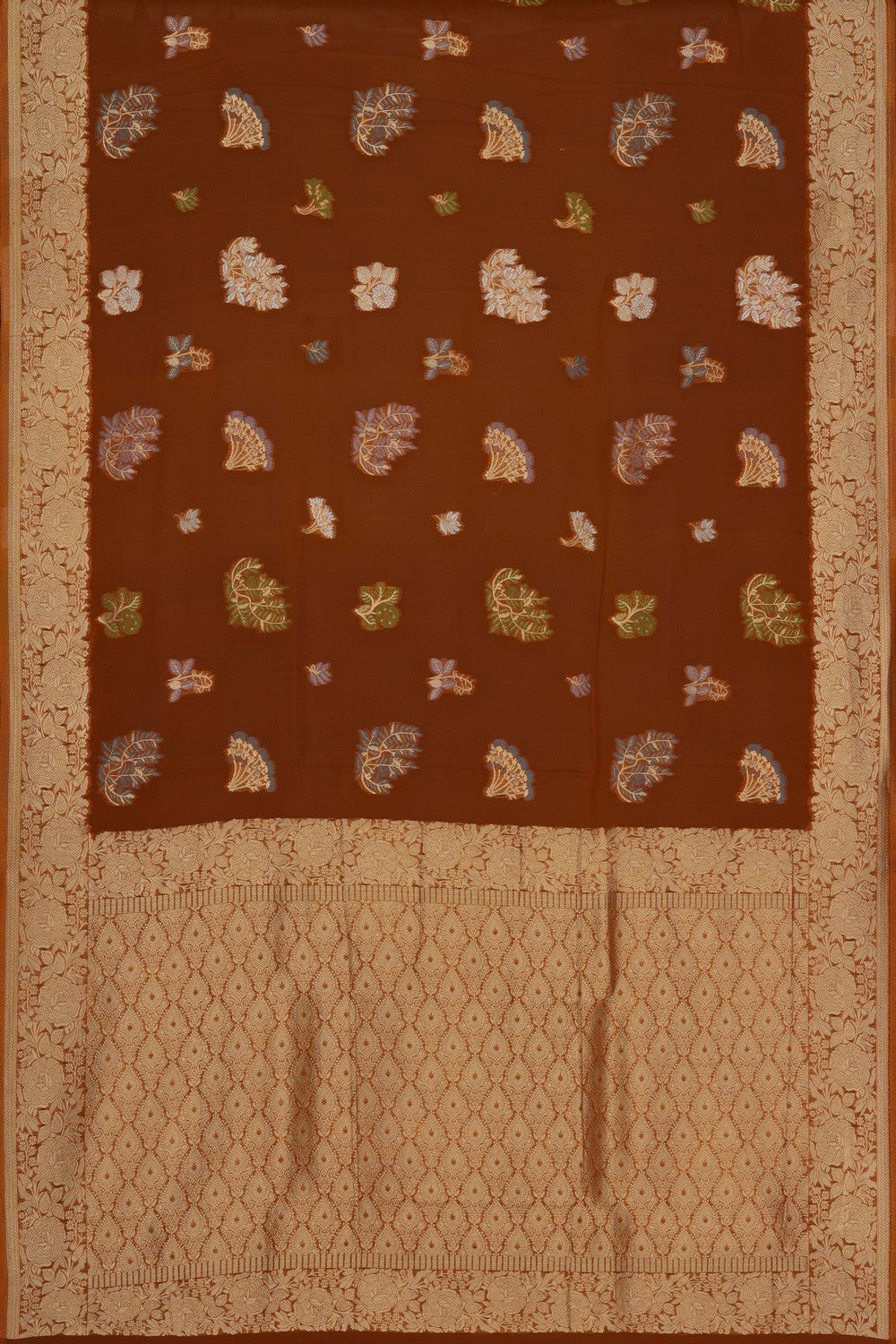 Image of Mustard Banarasi Georgette Saree