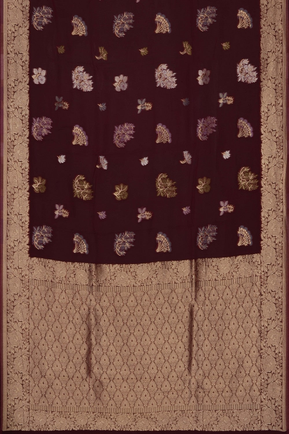 Image of Brown Banarasi Georgette Saree