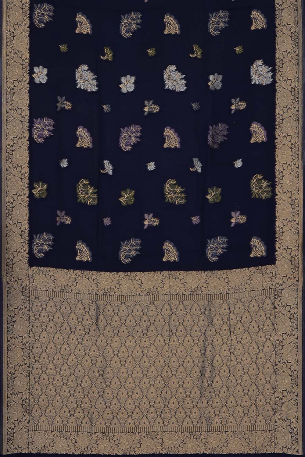 Image of Navy Blue Banarasi Georgette Saree