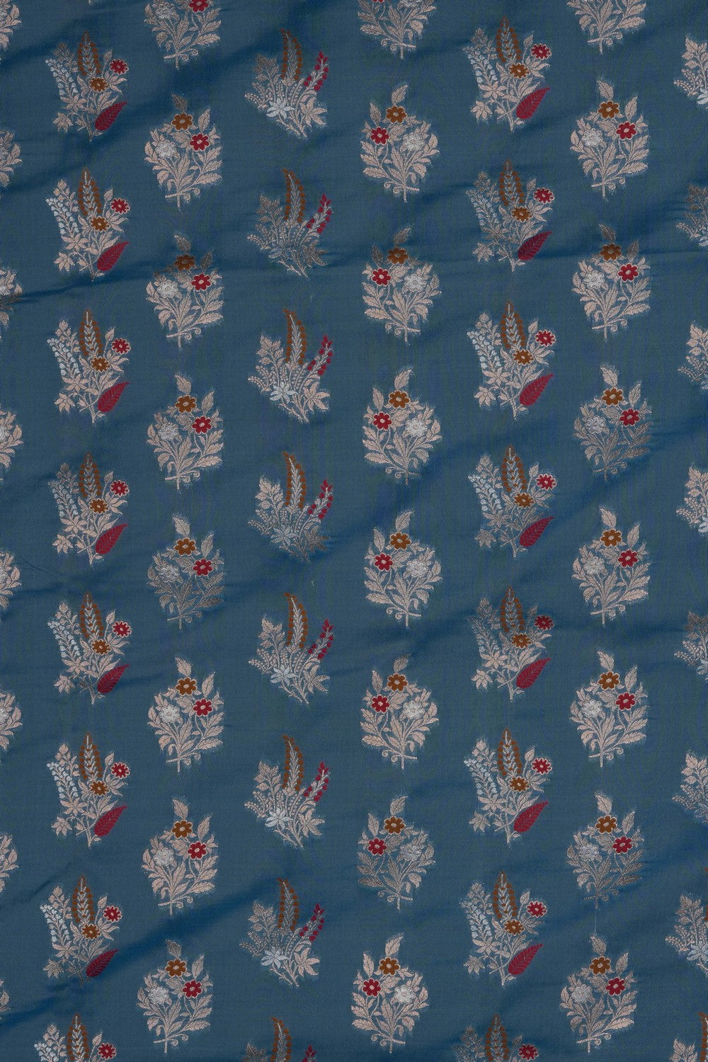 Image of Smoky Blue Banarasi Katan Silk Saree