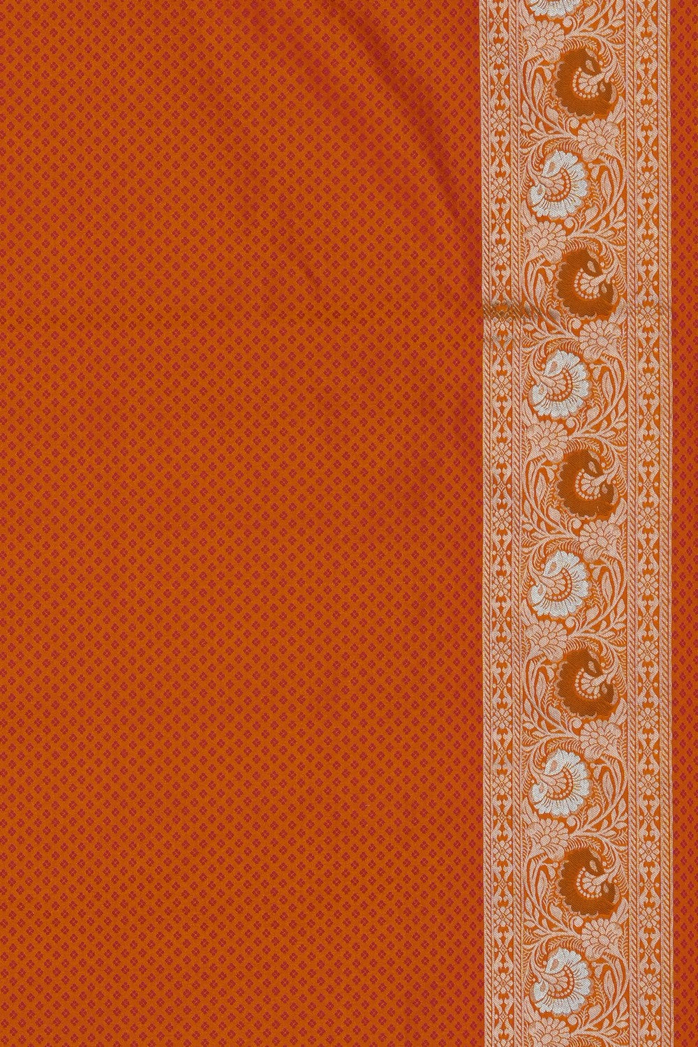 Image of Orange Banarasi Brocade Silk Saree