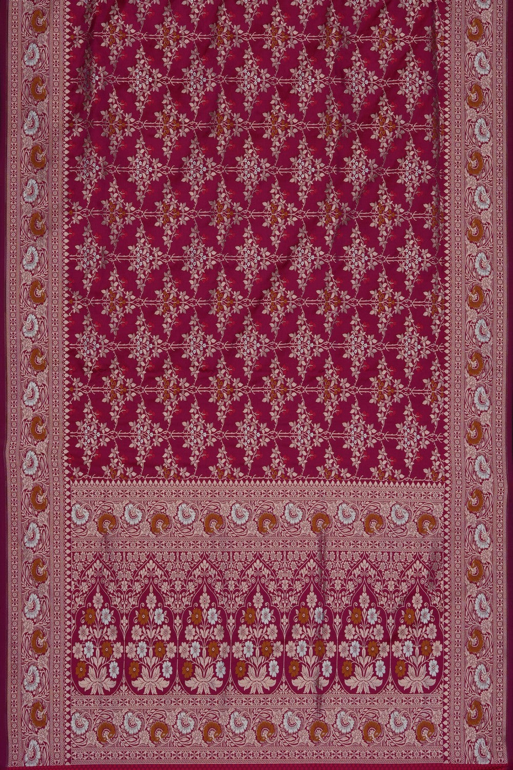 Image of Pink Banarasi Brocade Silk Saree
