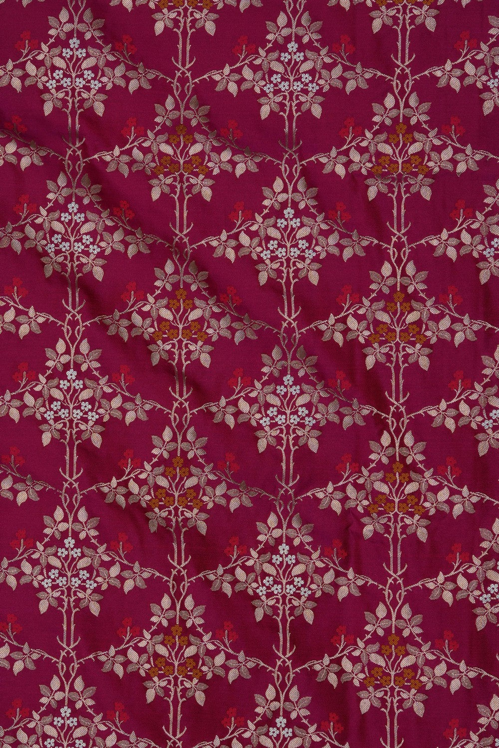 Image of Pink Banarasi Brocade Silk Saree