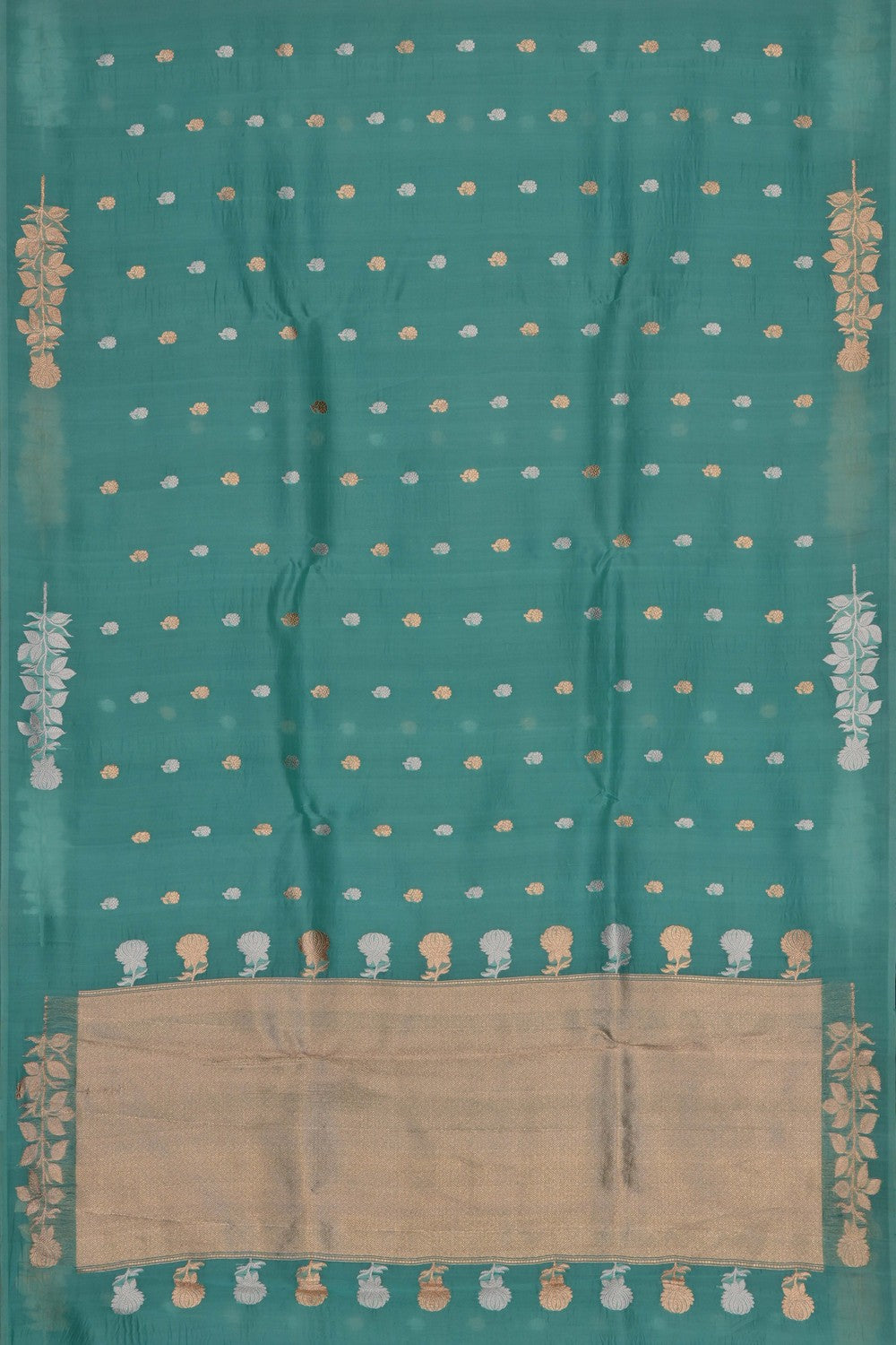 Image of Sea Green Banarasi Kora Saree