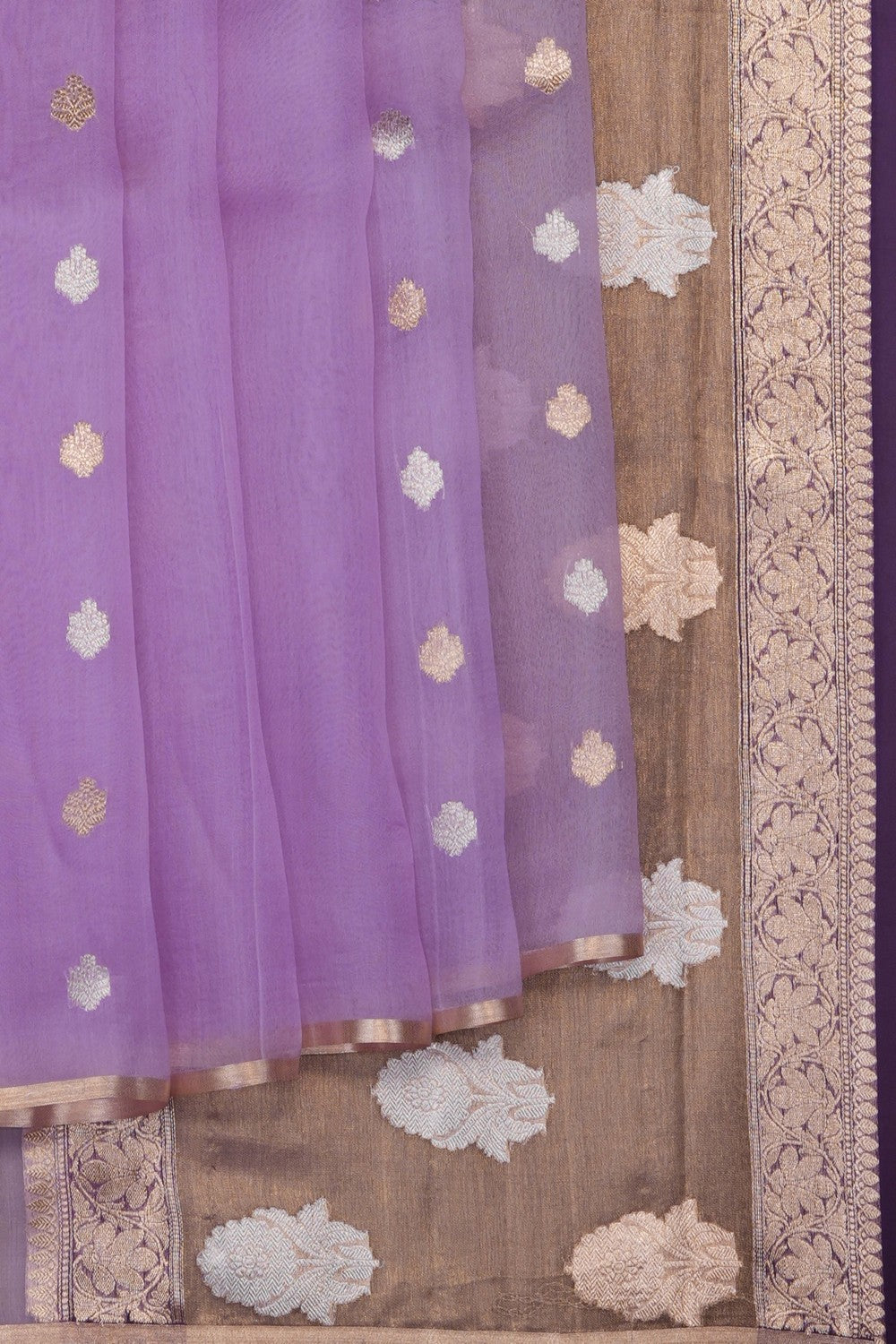 Image of Purple Banarasi Kora Saree