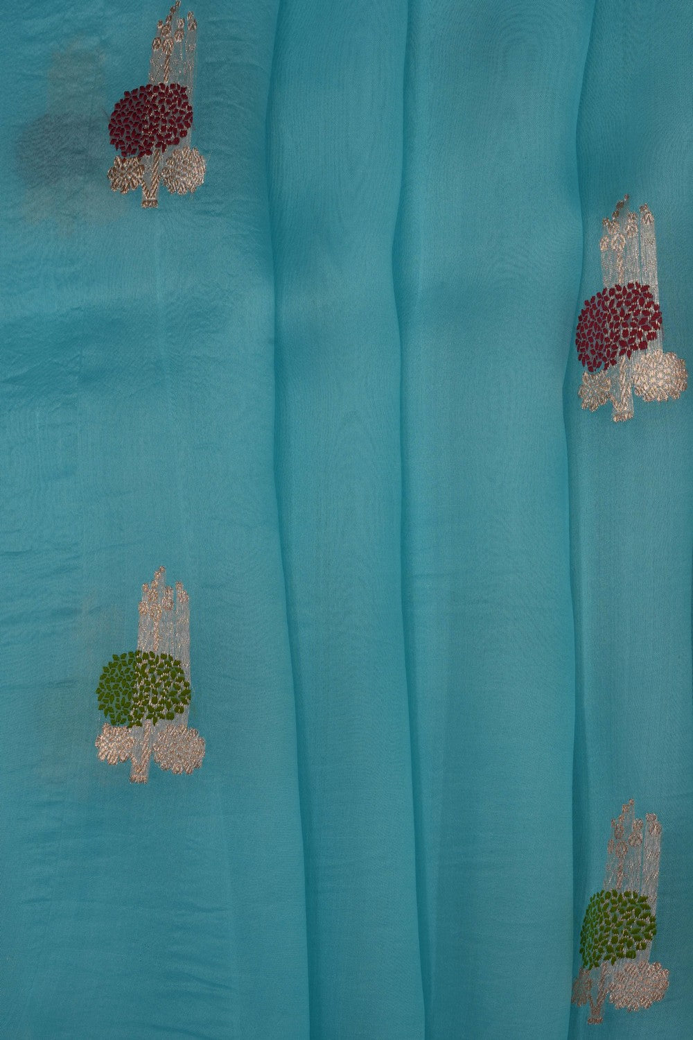 Image of Sea Blue Banarasi Kora Saree