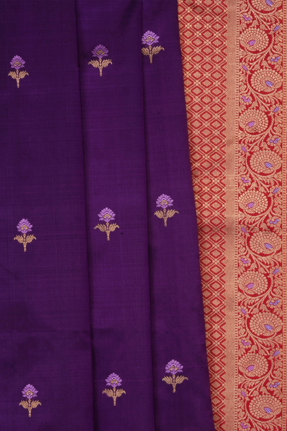 Image of Violet Banarasi Katan Silk Saree