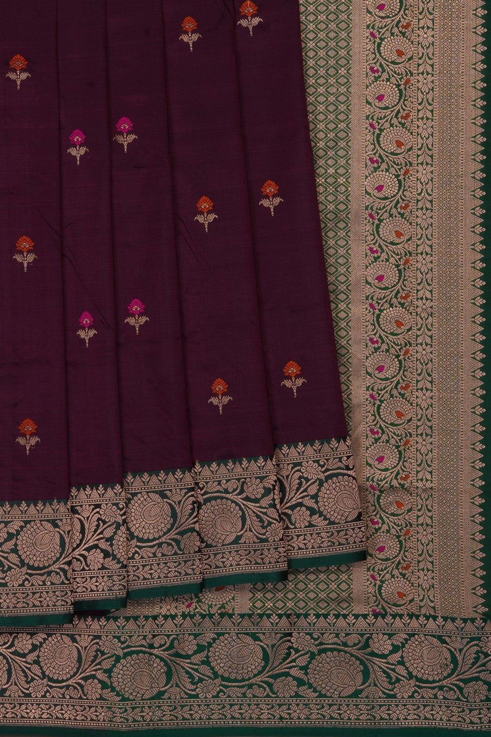 Image of Violet Banarasi Katan Silk Saree