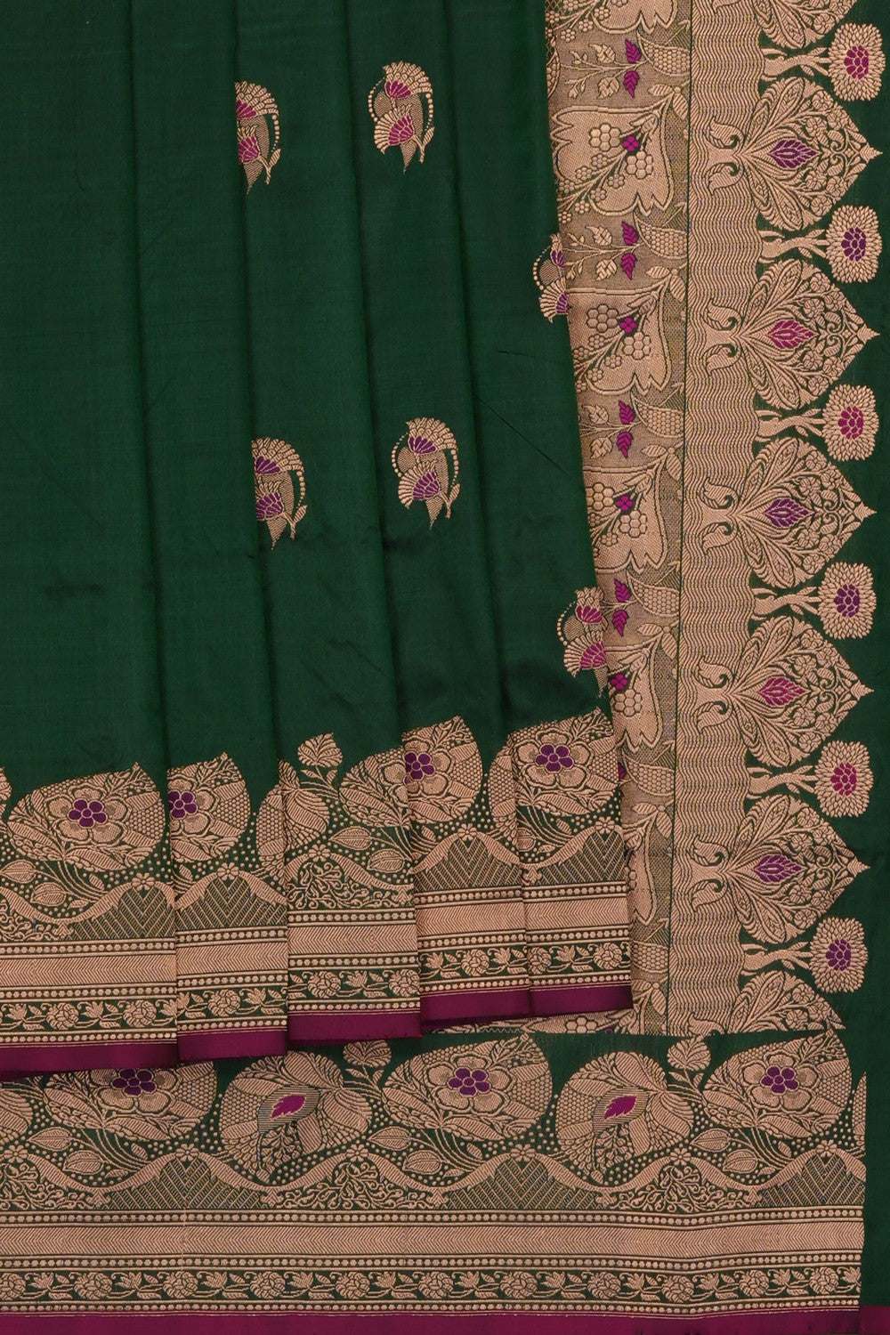 Image of Green Banarasi Katan Silk Saree