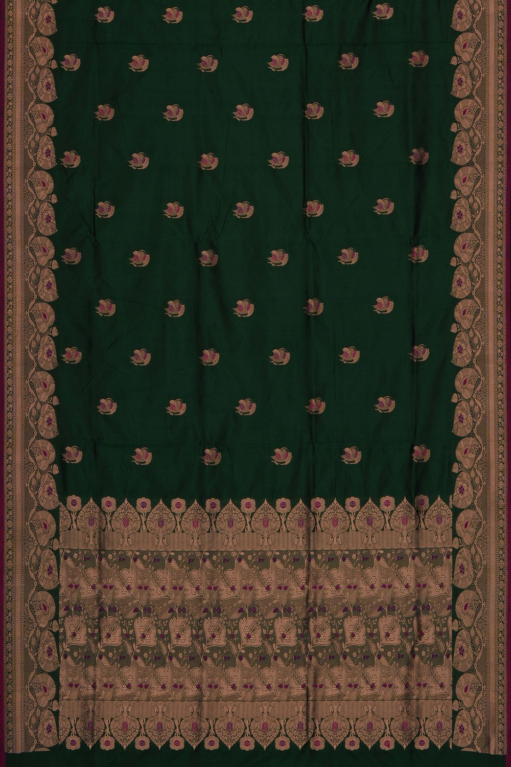 Image of Green Banarasi Katan Silk Saree