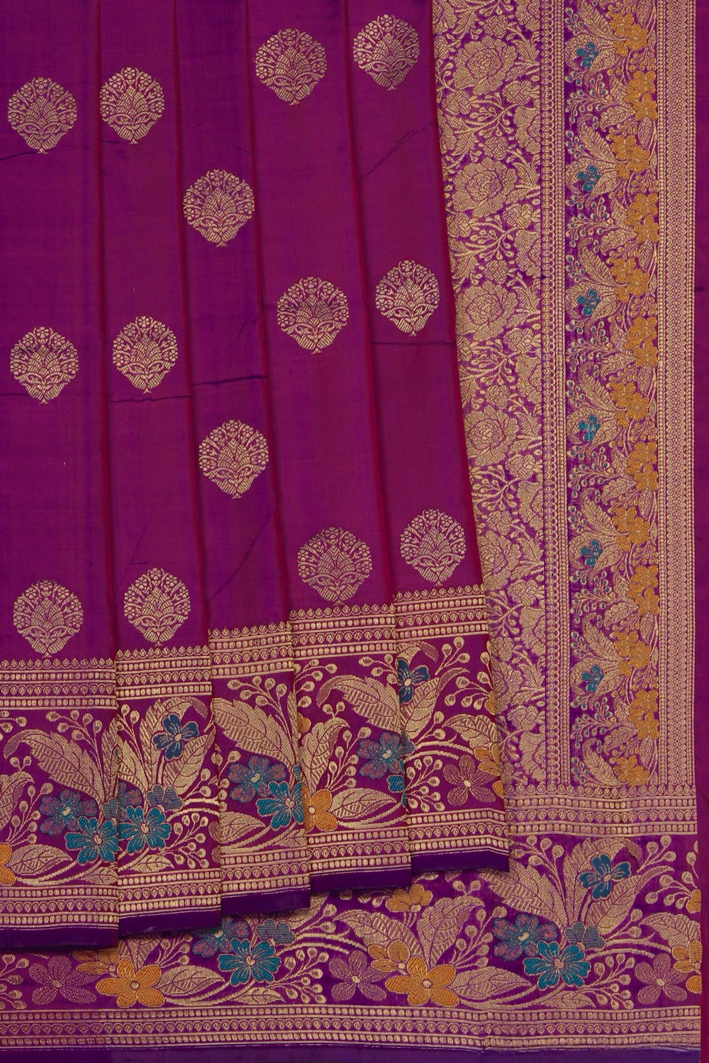 Image of Violet Banarasi Katan Silk Saree
