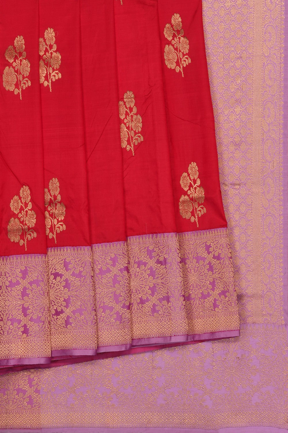 Image of Red Banarasi Katan Silk Saree